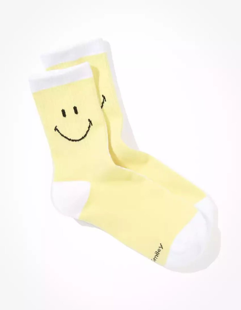 Chaussettes American Eagle AE Double Smiley '90s Crew Sock Multicolore Femme | NUG-11084570